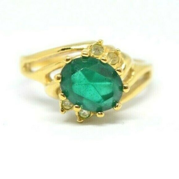 Lind Jewelry - Lind Green Clear Glass Rhinestone 14kt Gold Plated